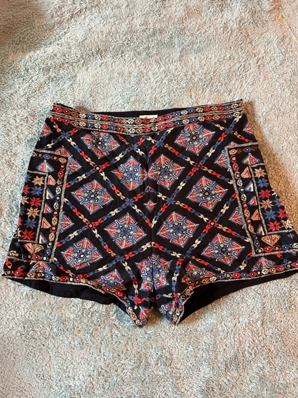 Hollister Navy Shorts with Red & Blue Print